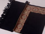 AMER Elegant Midnight Black Embroidered Shawl - Unisex