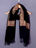 AMER Elegant Midnight Black Embroidered Shawl - Unisex