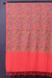 THE PAISLEY BUTA JAAL Exquisite Machine Embroidered Stole - Blush Coral with Multicolor Paisley