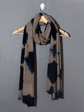 Tie and Dye Super Soft Woolen Muffler - Natural with Prussian Blue