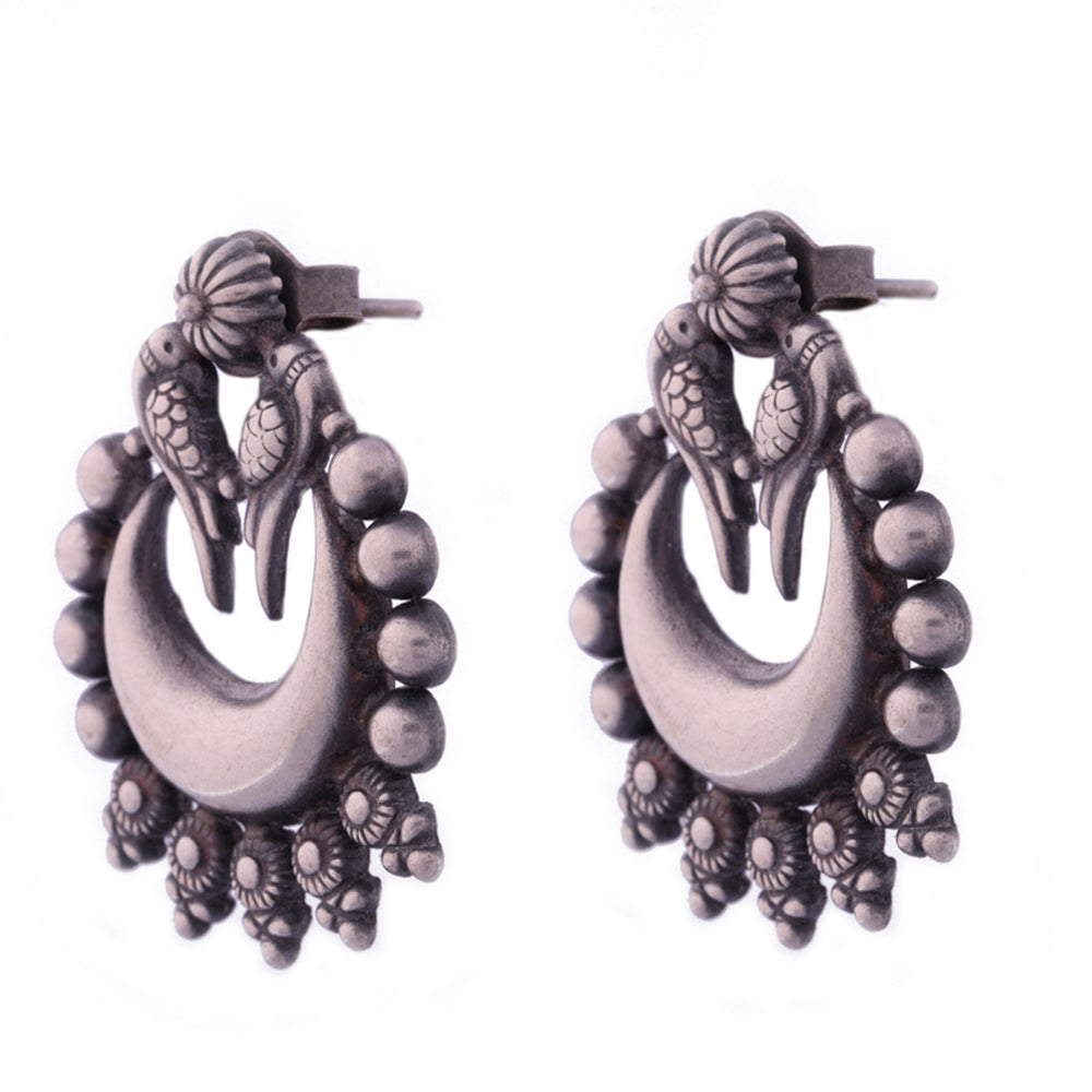Embracing Peacocks Silver Earrings