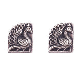 Engraved Peacock Silver Stud Earrings