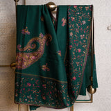 HARIT Elegant Juniper Green  Embroidered Shawl - Unisex