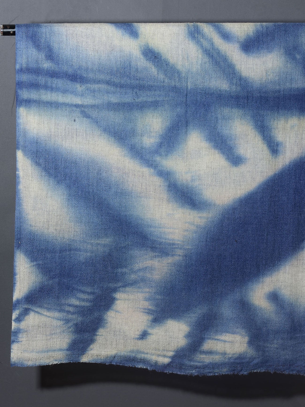Tie and Dye Super Soft Woolen Muffler - Natural with Cerulean Blue
