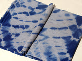 Tie and Dye Super Soft Woolen Muffler - Natural with Cobalt Blue