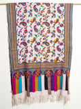 Paisley Jaal Kalamkari Kani Stole with Hand embroidery - Blue Multi color