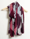 Tie and Dye Rhombus Box Pattern Super Soft Woolen Muffler - Purple Burgundy