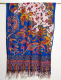 Winter Paisley Kalamkari Kani Stole with Hand embroidery - Blue Multi color