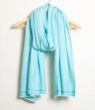 Zig Zag Patterned Super Soft Woolen Muffler - Aqua