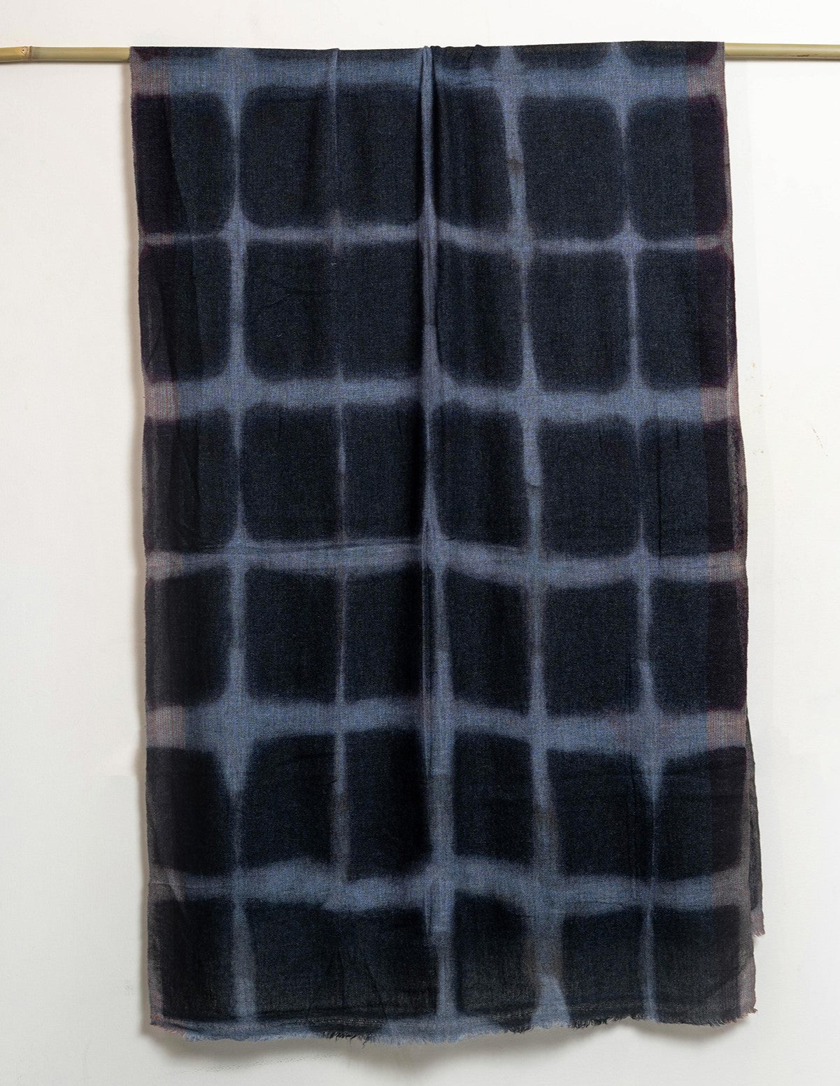 Tie and Dye Box Checks Pattern Super Soft Woolen Muffler - Charcoal Grey