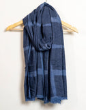 Tie and Dye Box Checks Pattern Super Soft Woolen Muffler - Sky Blue