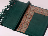 IDREES Elegant Olive Green  Embroidered Shawl - Unisex