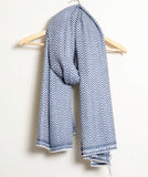 Zig Zag Patterned Super Soft Woolen Muffler - Indigo Blue