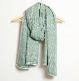 Zig Zag Patterned Super Soft Woolen Muffler - Olive Green