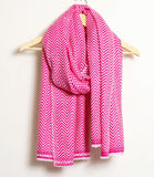 Zig Zag Patterned Super Soft Woolen Muffler - Pure Pink